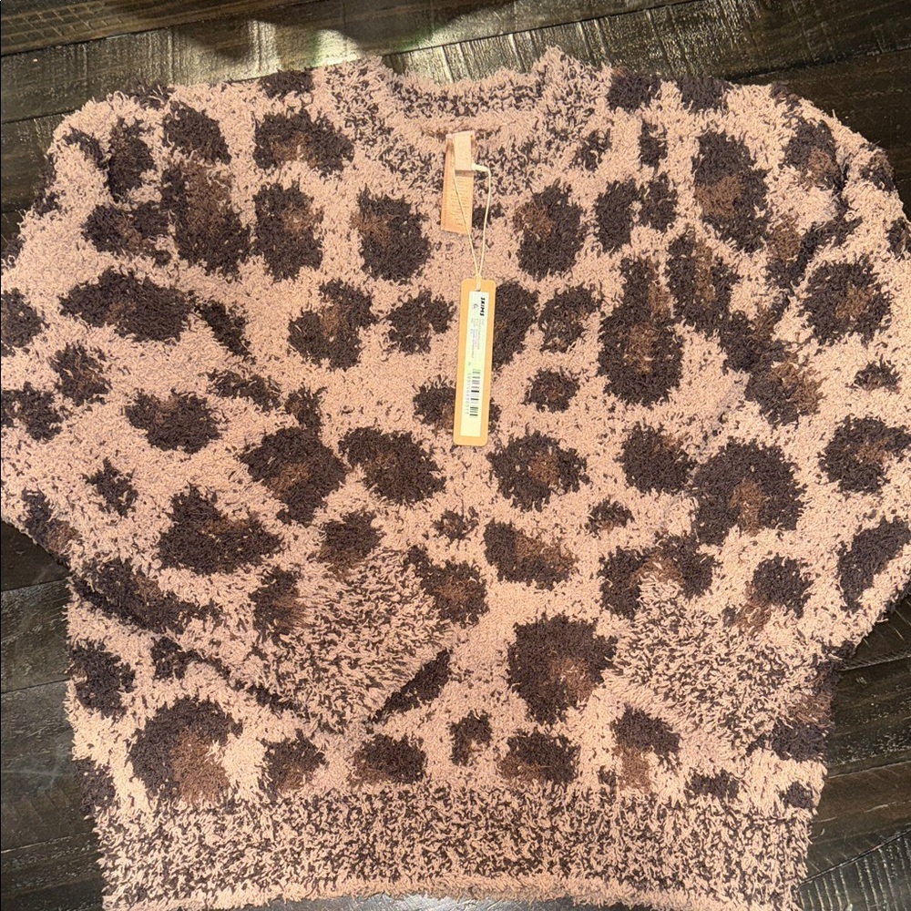 SKIMS  KIDS BROWN LEOPARD SWEATER